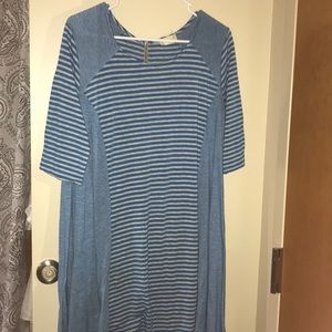 Striped blue and gray dress